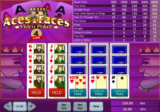 Aces And Faces Video Poker